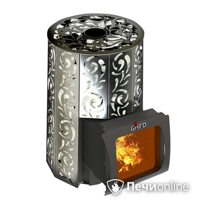 Дровяная печь-каменка GrillD Violet window short Max Жадеит 80 в Тавде
