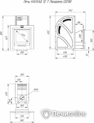 Дровяная банная печь Теплодар Каскад-12 Т Панорама (2018) в Тавде