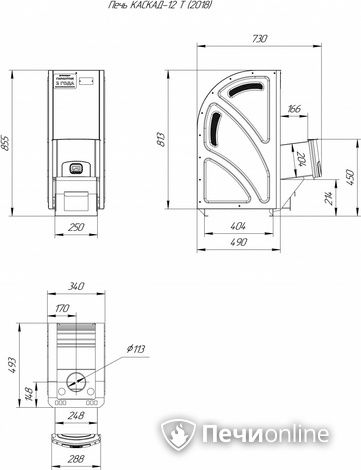Дровяная банная печь Теплодар Каскад-12 Т (2018) в Тавде